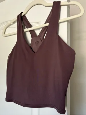 ALO Real Bra Tank V-Neck Racerback Cropped with Bra Shelf thumbnail 1