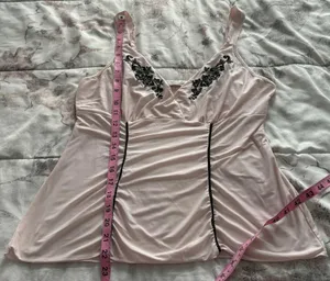 Pink Embroidered Babydoll Boho Pajama Top, size M thumbnail 8
