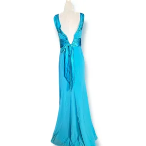 David’s Bridal Turquoise Chiffon Halter Maxi Dress Formal Evening Size‎ 2 thumbnail 3