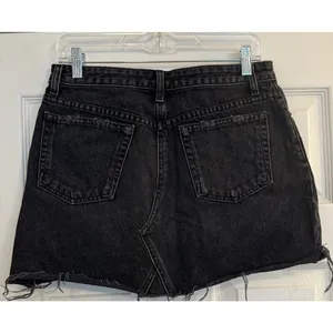 Reformation Black‎ Denim Mini Skirt Sz 28 Pacific Wash Studs Goth Festival EUC thumbnail 2