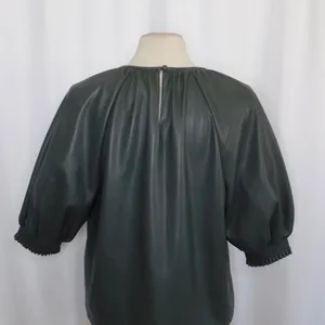 SAYLOR Juana Top Faux Leather Sage Gray Puff Sleeves Solid Streetwear Large‎ thumbnail 10