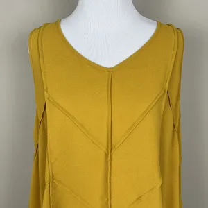 John Mark Tunic Top Womens Medium Yellow Sleeveless Boho‎ Swing Tank Layered Hem thumbnail 3