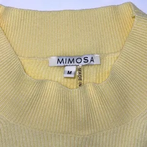 Mimosa Women's Ribbed Knit‎ Cropped Pullover Sweater Yellow Size Medium thumbnail 2