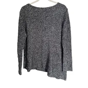J. Jill Pure Jill Women’s Sz M Asymmetrical Hem Wool Blend Grey Marl Sweater thumbnail 5