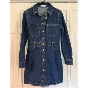 Zara denim long sleeve mini dress size M thumbnail 3