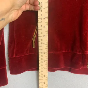 Lauren Ralph Lauren Women’s Medium Velvet Crest Zip Jacket Rich Red Glam Street thumbnail 6