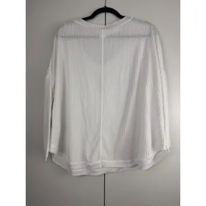 Flawless White Waffle Knit‎ V-Neck Oversized Long Sleeve Top WT8562UB Small thumbnail 2