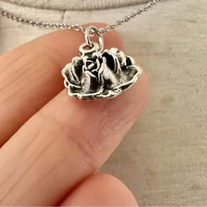 Silver tone rose pendant necklace thumbnail 3