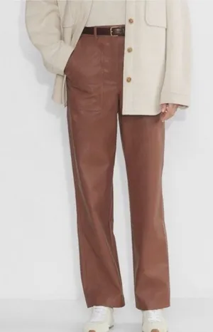 Aritzia Wilfred Free Lucy Pant Camel Vegan Leather Size 10 Neutral Capsule thumbnail 1