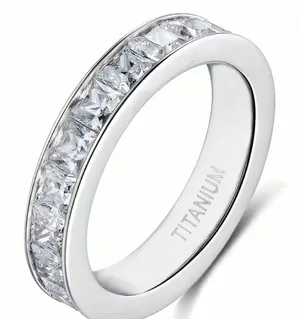 Women’s Luxury Collection Titanium Steel Cubic Zirconia Diamonds 4mm Band 6 thumbnail 1