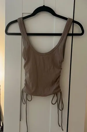 ZARA Tan Ruched Tank Top thumbnail 1