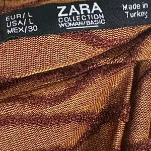 Zara Faux Wrap Wavy Abstract Textured Jacquard Midi Skirt Brown Fall Earthy Sz L thumbnail 7