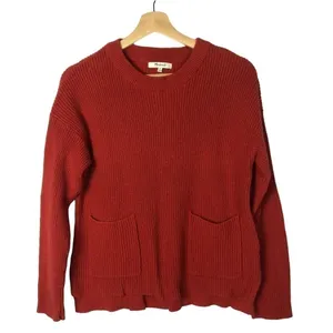 Madewell Patch Pocket‎ Crewneck Rust Orange Pullover Sweater M thumbnail 2