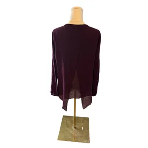 Ariat Poet Top dark purple embroidered floral v-neck blouse Small long sleeve thumbnail 3
