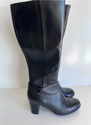 Giani Bernini Adonnys Leather Tall Boots Knee Length Black Size 6 thumbnail 1