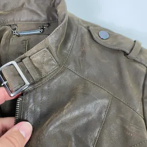 J2 Jacket Womens Medium Brown Faux‎ Leather Moto Biker Full Zip Pockets Collared thumbnail 7