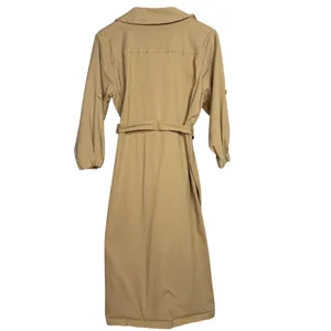 Area Stars Chic Belted Waist Midi Shirt Dress 3/4 Sleeves Button Down L Tan thumbnail 7