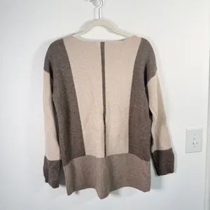 Vince Colorblock Wool Cashmere Sweater Neutral Geometric Boat Neck Women XS thumbnail 7
