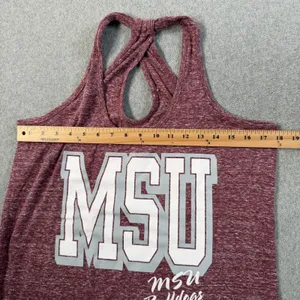 MSU Bulldogs Women's Large Heather Maroon Racerback Tank Top Three Square Royce thumbnail 9