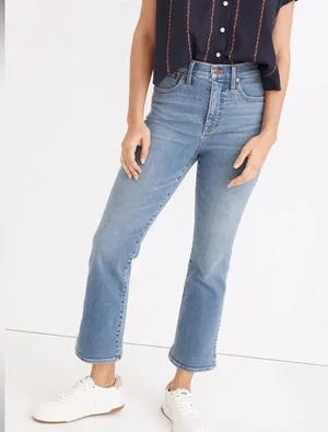 MADEWELL Cali Demi-Boot Jeans in‎ Dorrance Wash: Kick Out Crop thumbnail 1