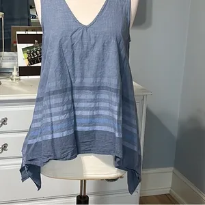 Ivy Jane Cotton Flowy Waterfall Sides Tank Top Blue Cotton Womens Small thumbnail 11