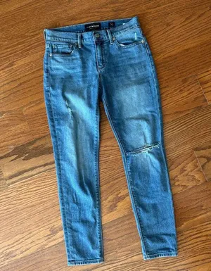Lucky Brand Brook Crop Ankle Jeans Ripped Knee Size 2 Size 26 Straight Leg thumbnail 7