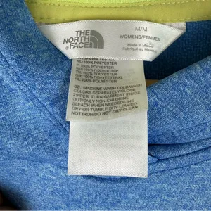 The North Face Heather Blue Yellow Logo Print Track Pullover Hoodie Ladies MED thumbnail 2