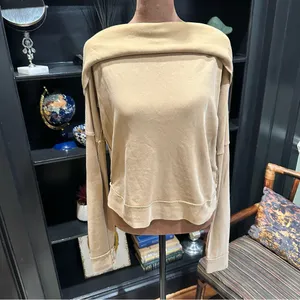 We The Free by Free People Off-the-Shoulder Top – Size S – 100% Cotton Tan Knit thumbnail 3