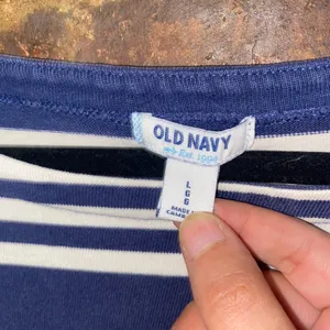 Old Navy Blue White Striped 3/4 Sleeve Blouse Women's Size Large thumbnail 4