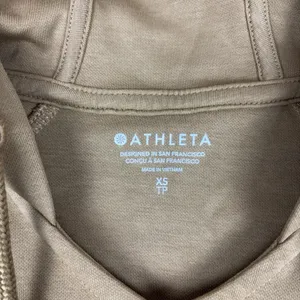 Athleta Hoodie Womens XS Brown V-Neck Pullover Jersey Pockets Logo Stretch thumbnail 3