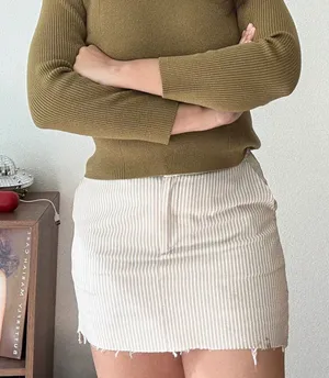 Izod XFG Cool‎ FX Tan White Seersucker Striped Golf Skort Mini Skirt Womens 2 thumbnail 1