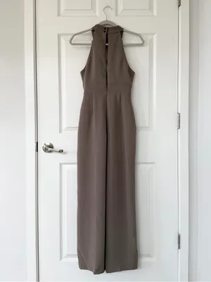 Aritzia Wilfred Pageturner Halter Jumpsuit in Taupe Crepe NWT thumbnail 5