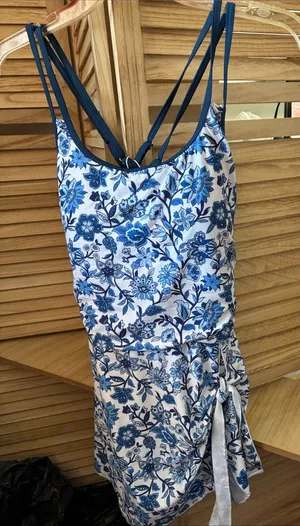 Dokotoo Blue and White Floral Strappy Swimsuit Large thumbnail 1