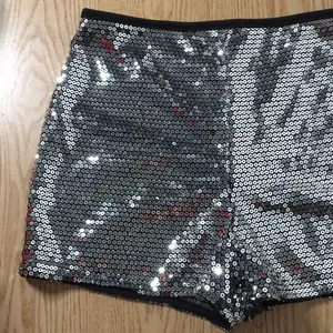 Womens Agaci Lined Sequins Stretchy Shorts Black Silver Size Medium thumbnail 3