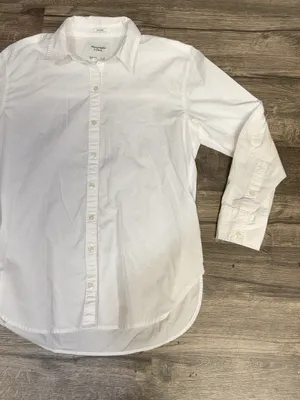 Abercrombie & Fitch White Oversized Button Down Shirt Women’s Small thumbnail 5