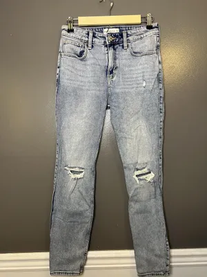 Abercrombie & Fitch Skinny High Rise Jeans Womens 2R Light Wash Distressed Denim thumbnail 2