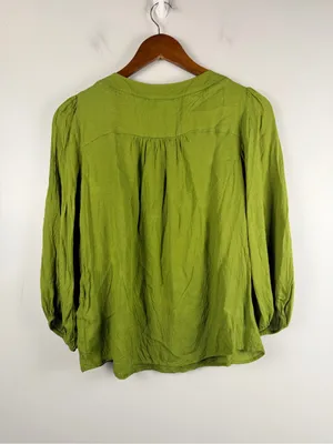 Maeve Anthropologie Green Kalas Button Henley Top Balloon Sleeve Shirt XS thumbnail 7