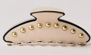 NWT Free People Larkin Studded Claw Clip in White & Gold thumbnail 1