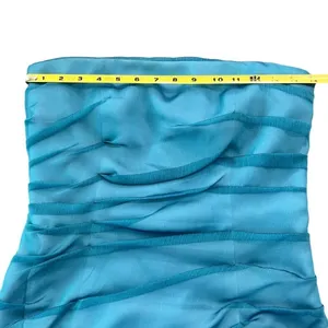 Kay Unger Blue Strapless Ruched Column Gown Side Slit Size 6 thumbnail 6