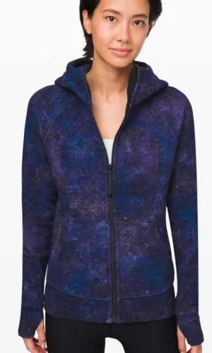 Lululemon Scuba Zip Up Hoodie *Light‎ Cotton Fleece Polar Lights Blue Multi thumbnail 1