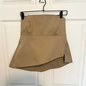 NWT ZARA Tan Khaki Women's tube top tank SMALL thumbnail 1