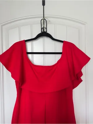 Curvy Sense Flutter Sleeves 3X‎ Classic Bodycon Cocktail Ruffle Neckline Dress thumbnail 4