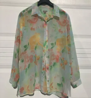 J. Jill Sheer Floral Pastel Business Casual Blouse thumbnail 2