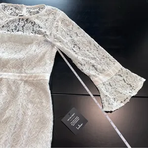 NWT Lulus Show My Love White Floral Lace 3/4 Bell Sleeve Mini Dress‎ MEDIUM thumbnail 11