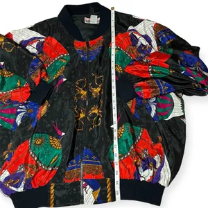 Vintage Kocal Baroque Bomber Jacket Hot Air Balloon Print Windbreaker 80s 1 Size thumbnail 7