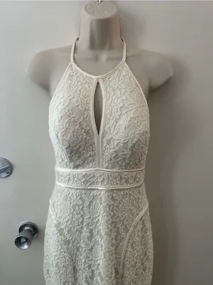Xscape White Lace Halter Maxi Dress thumbnail 6