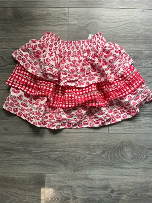NEW Roller Rabbit x Target Red White Floral Gingham Smocked Waist Tiered Mini XS thumbnail 2