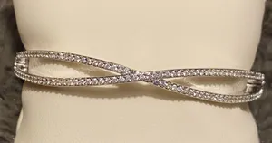 Kate spade cubic zirconia pave silver plated Infinite hinges bangle, new. thumbnail 3