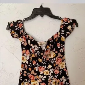 Floral Black Dress with Pink and Yellow Accents thumbnail 1