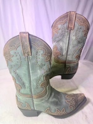 Teal Western Ankle Boots for Women thumbnail 3